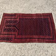 Vintage Persian Baluch prayer rug in wool from the 1950s.
