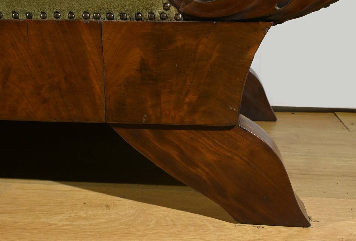 Mahogany Burl Sofa, Biedermeier Style – Late 19th Century