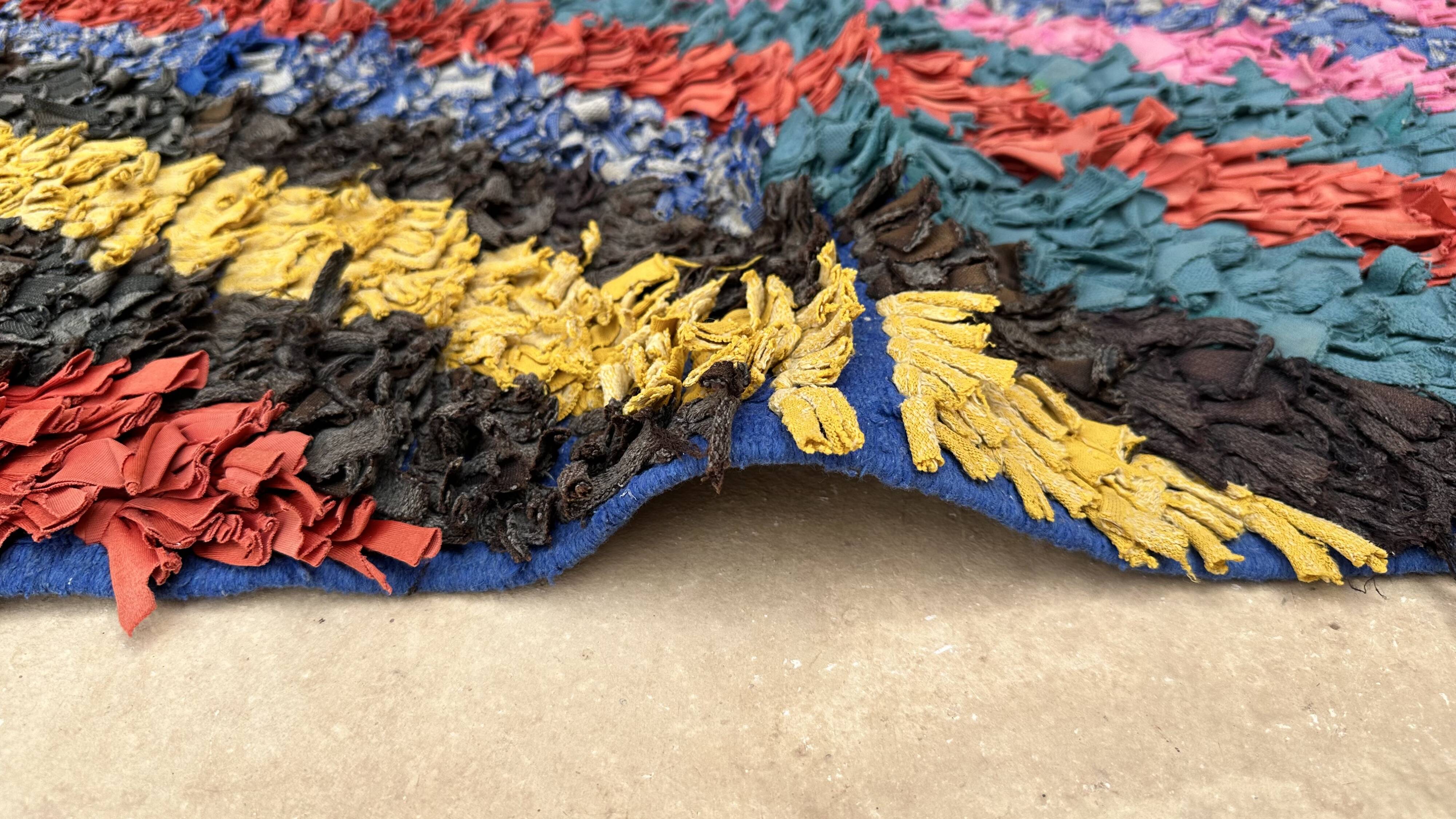 Colorful Boucherouite Berber rug - 104 x 202 cm