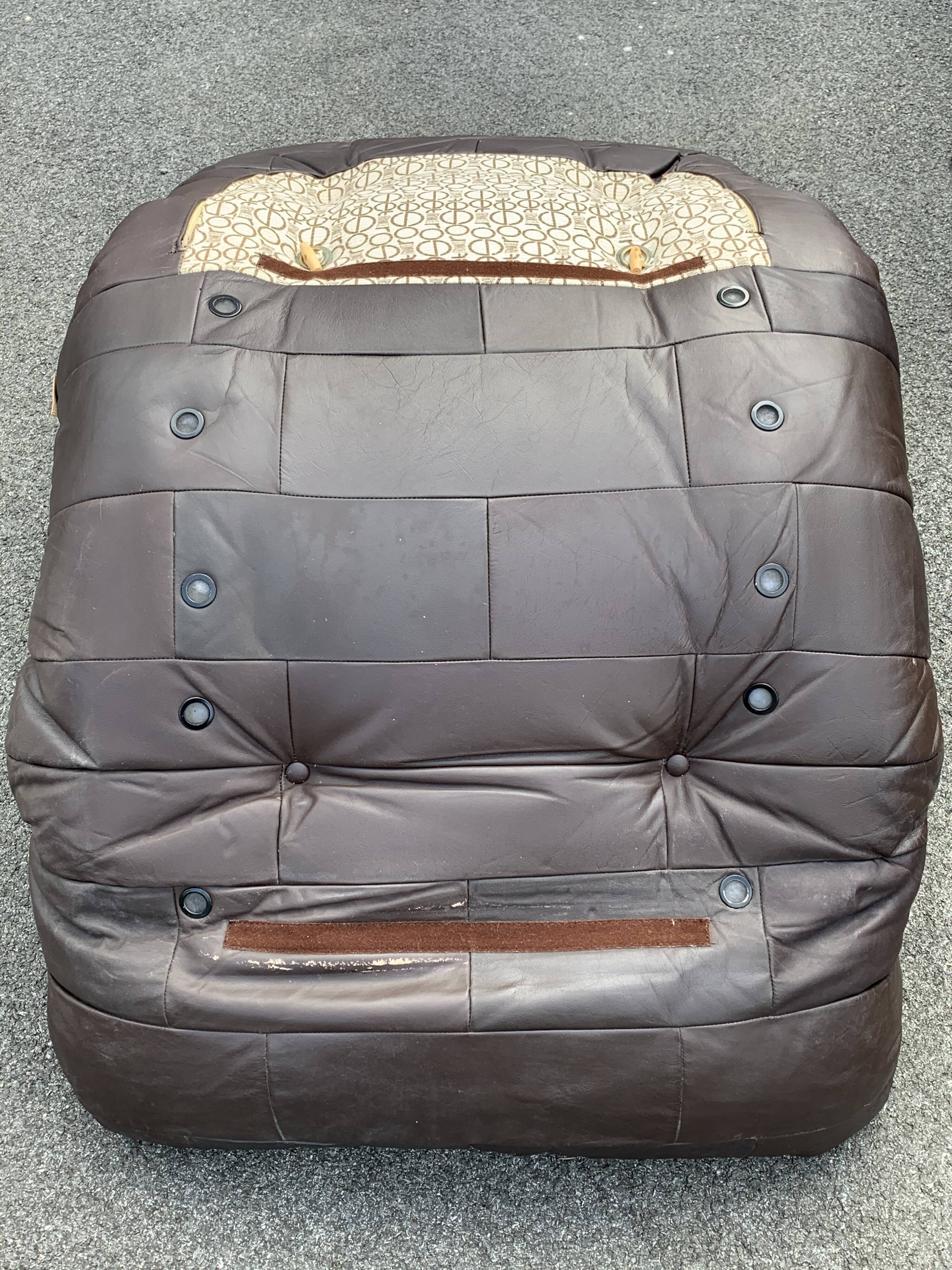 Pair of armchairs and ottoman leather Marsala by Michel Ducaroy for Ligne Roset 1970