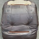 Pair of armchairs and ottoman leather Marsala by Michel Ducaroy for Ligne Roset 1970