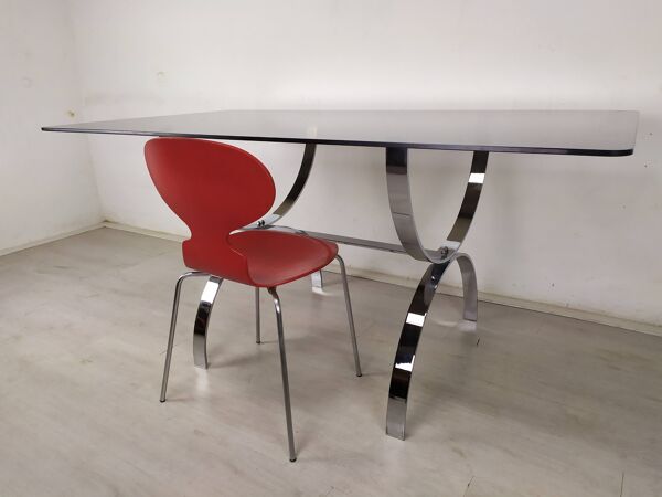 Bureau vintage chromé verre