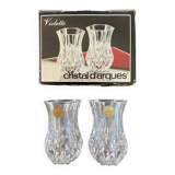 2 Violette Cristal d’Arques vases Height 8 cm and their original box