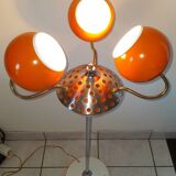 Vintage 1970s orange metal eyes ball floor lamp