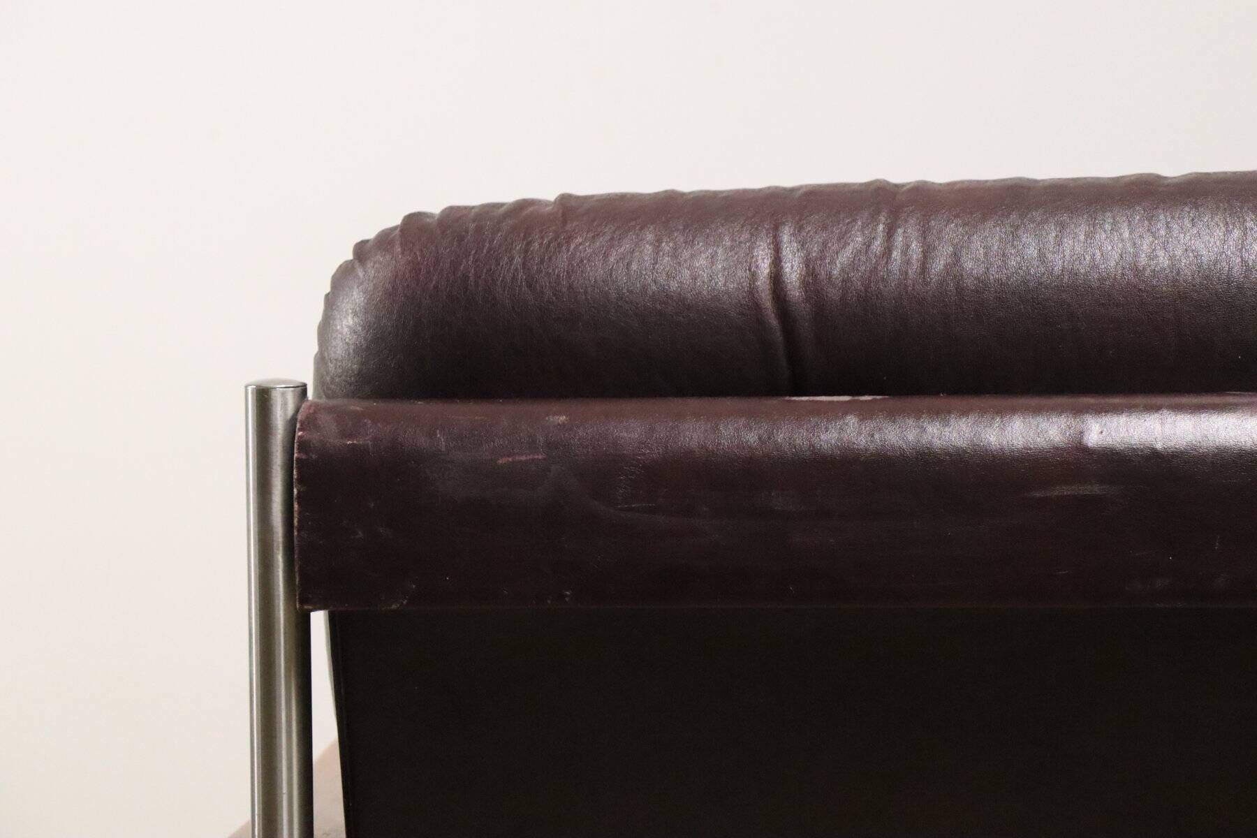 Vintage Bauhaus style armchair in leatherette and metal, 1970