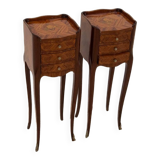 Inlaid bedside tables, Louis XV style, France.