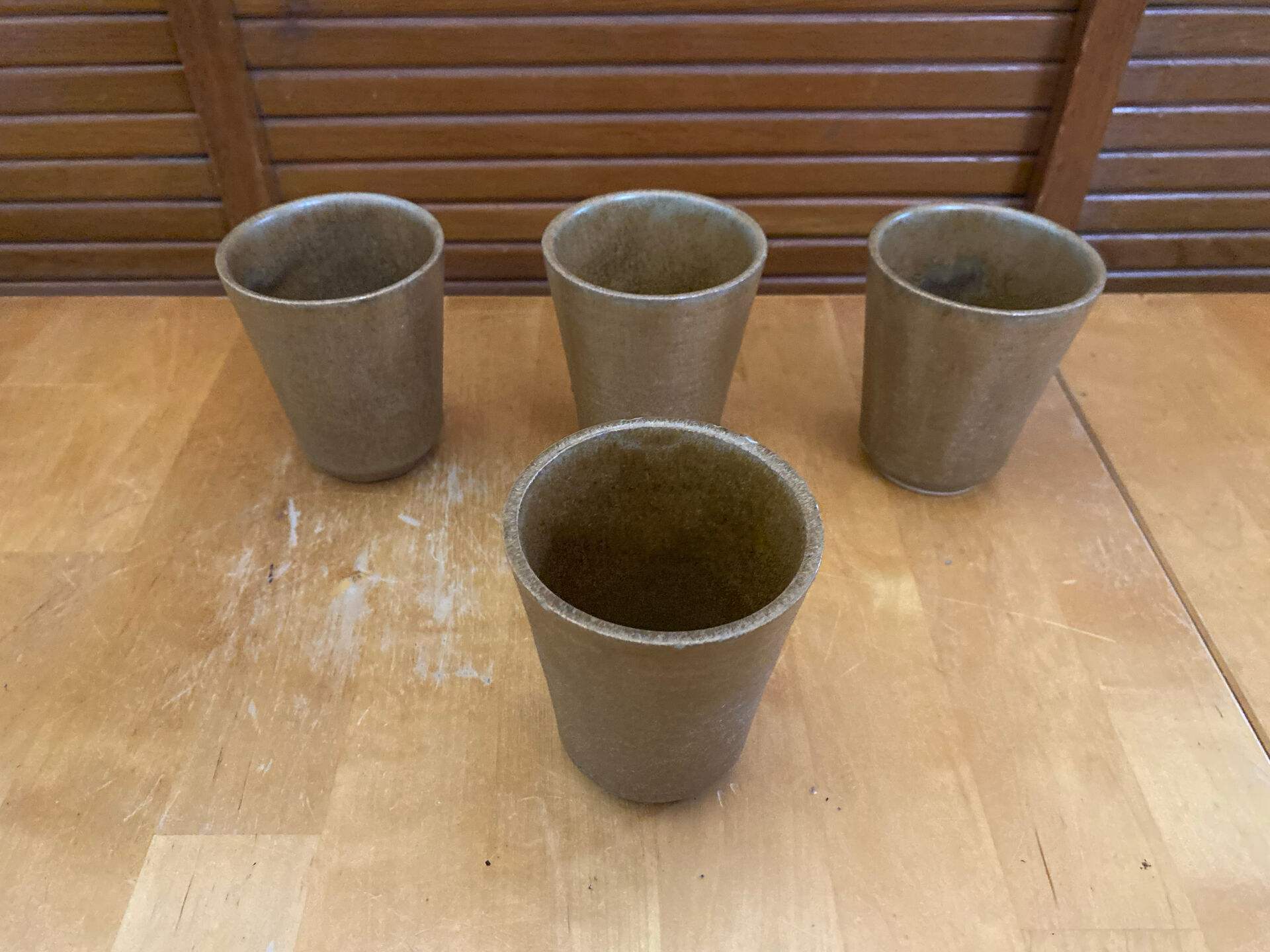Série de 4 tasses gobelets digoin grès beige made in france vintage #e