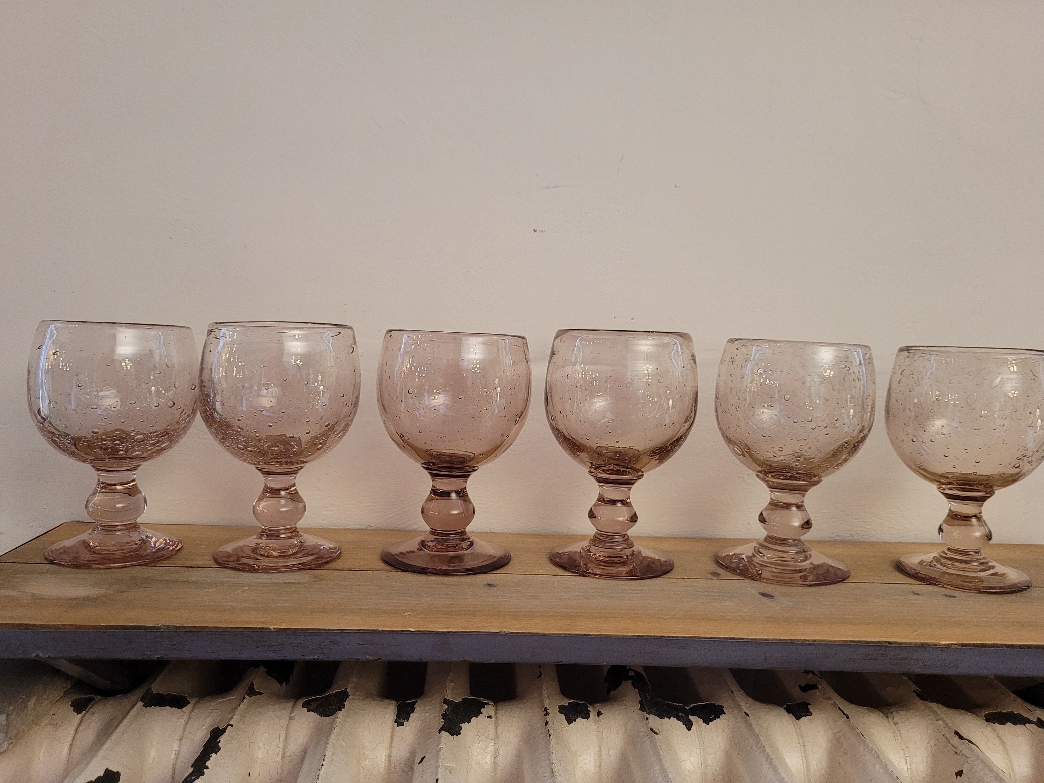 6 bubble blown glasses 70's
