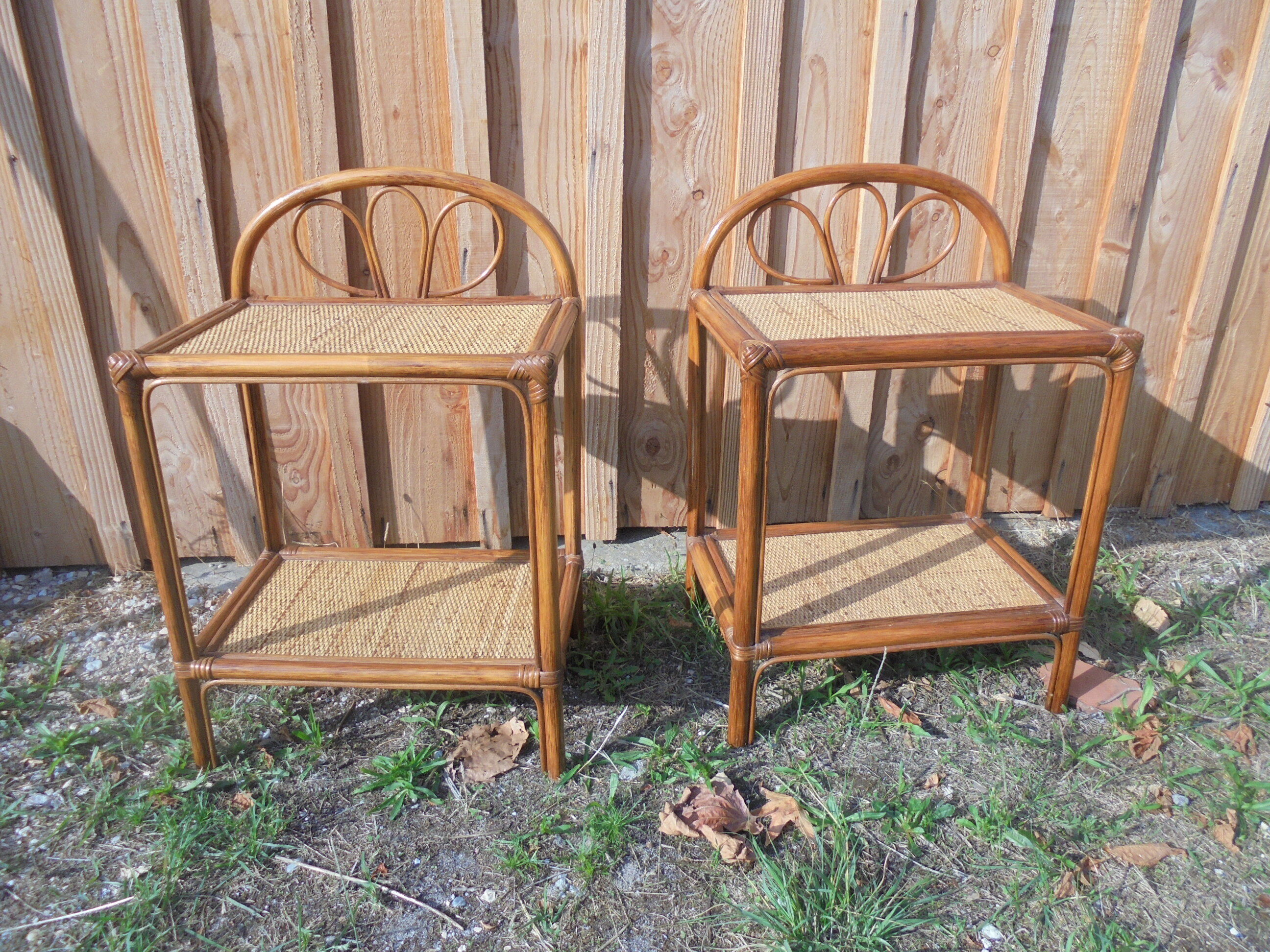 Pair of Rattan Bedside Tables