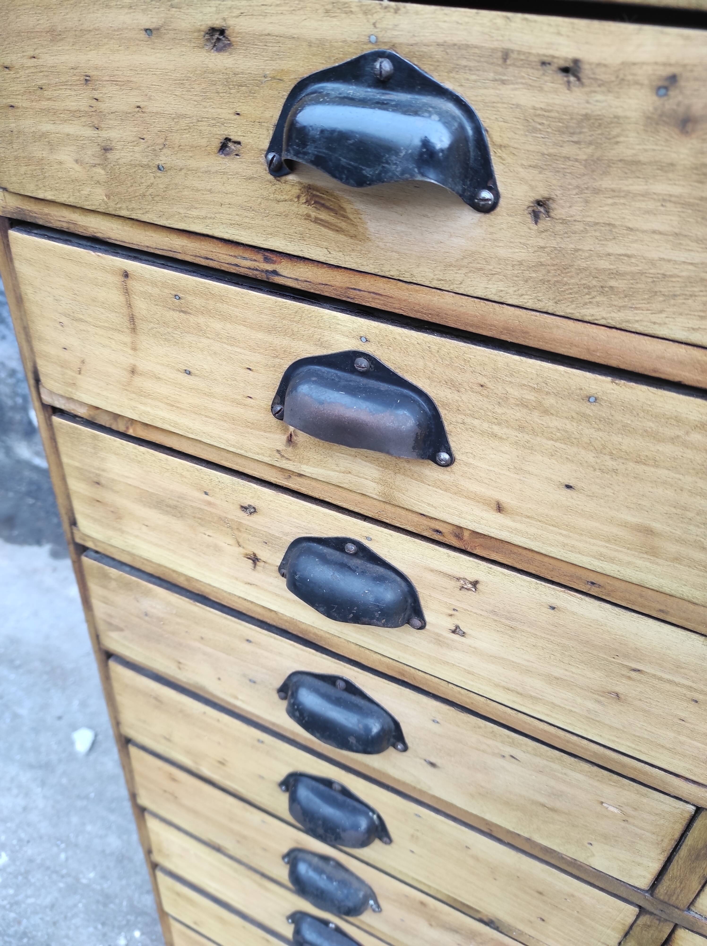 Craft furniture with 40 drawers and workshop shell handles