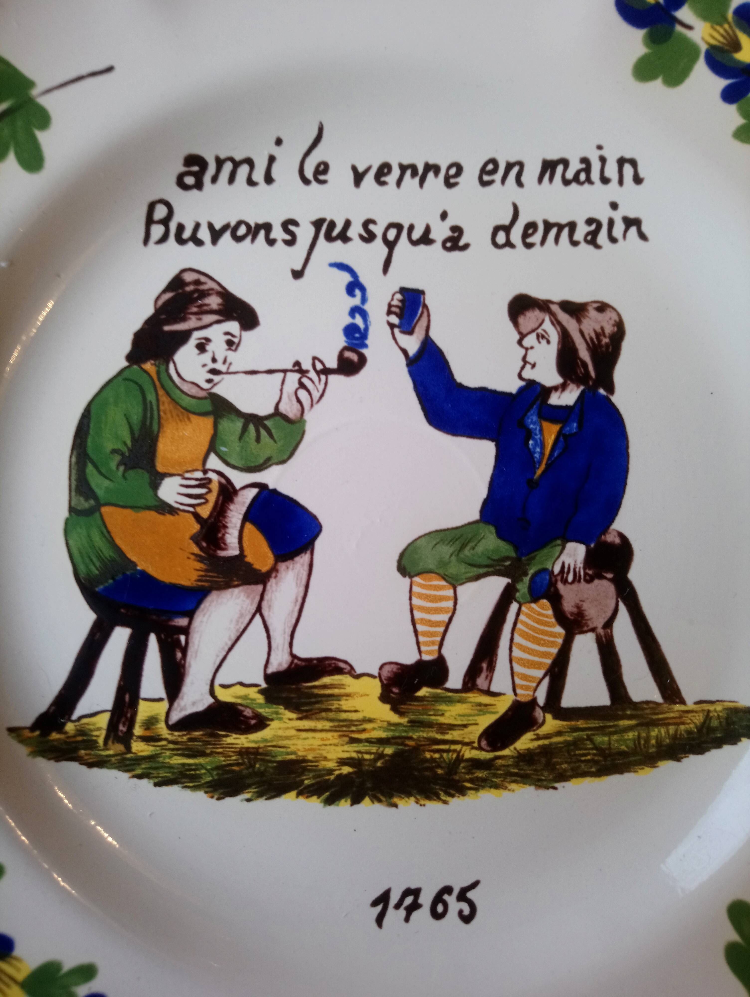 Set of 4 speaking plates in Saint Clement porcelain