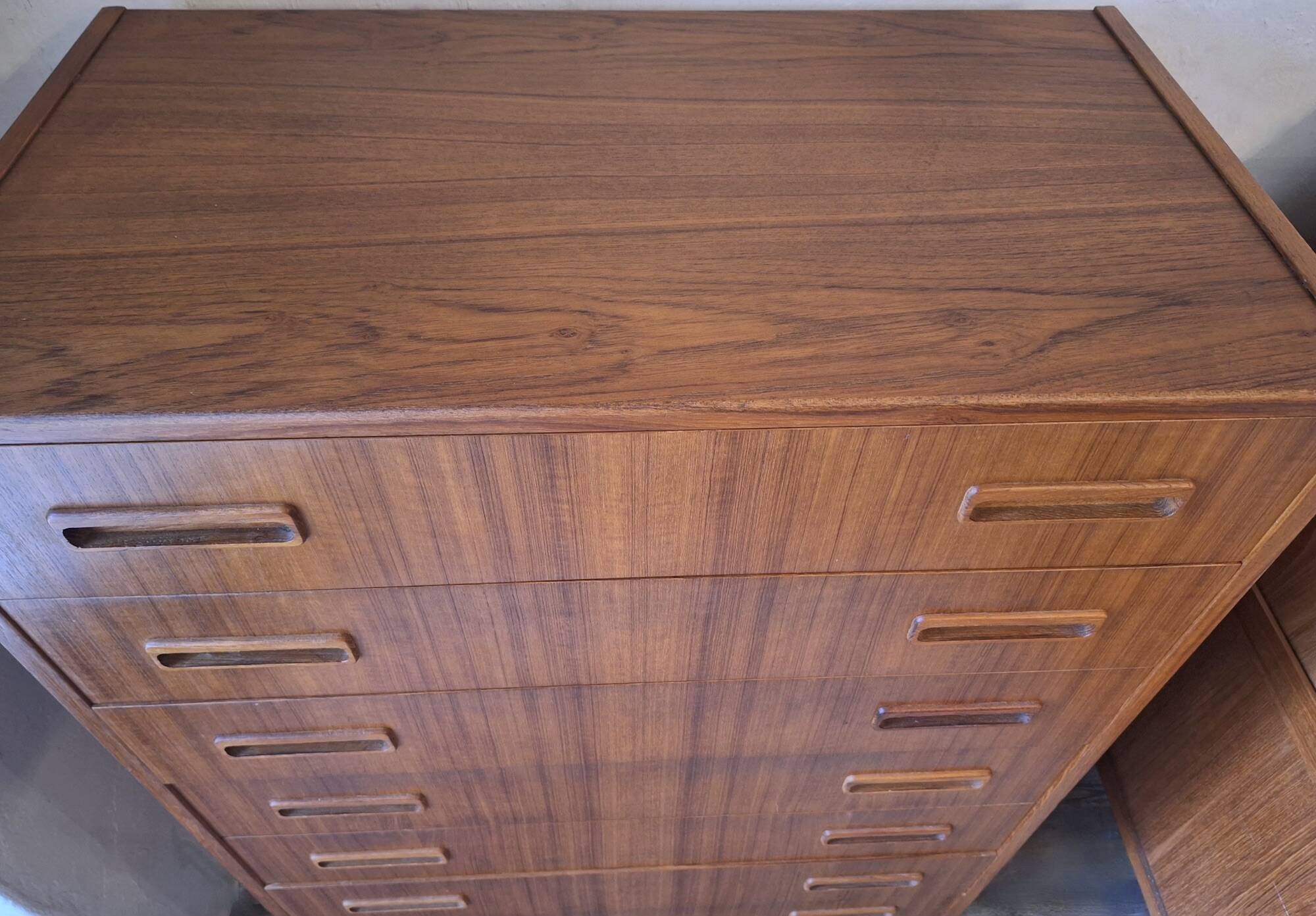 Danish teak chest of 7 drawers by Borge Dam, 1960s