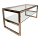 1980s coffee table with a double chrome metal top.