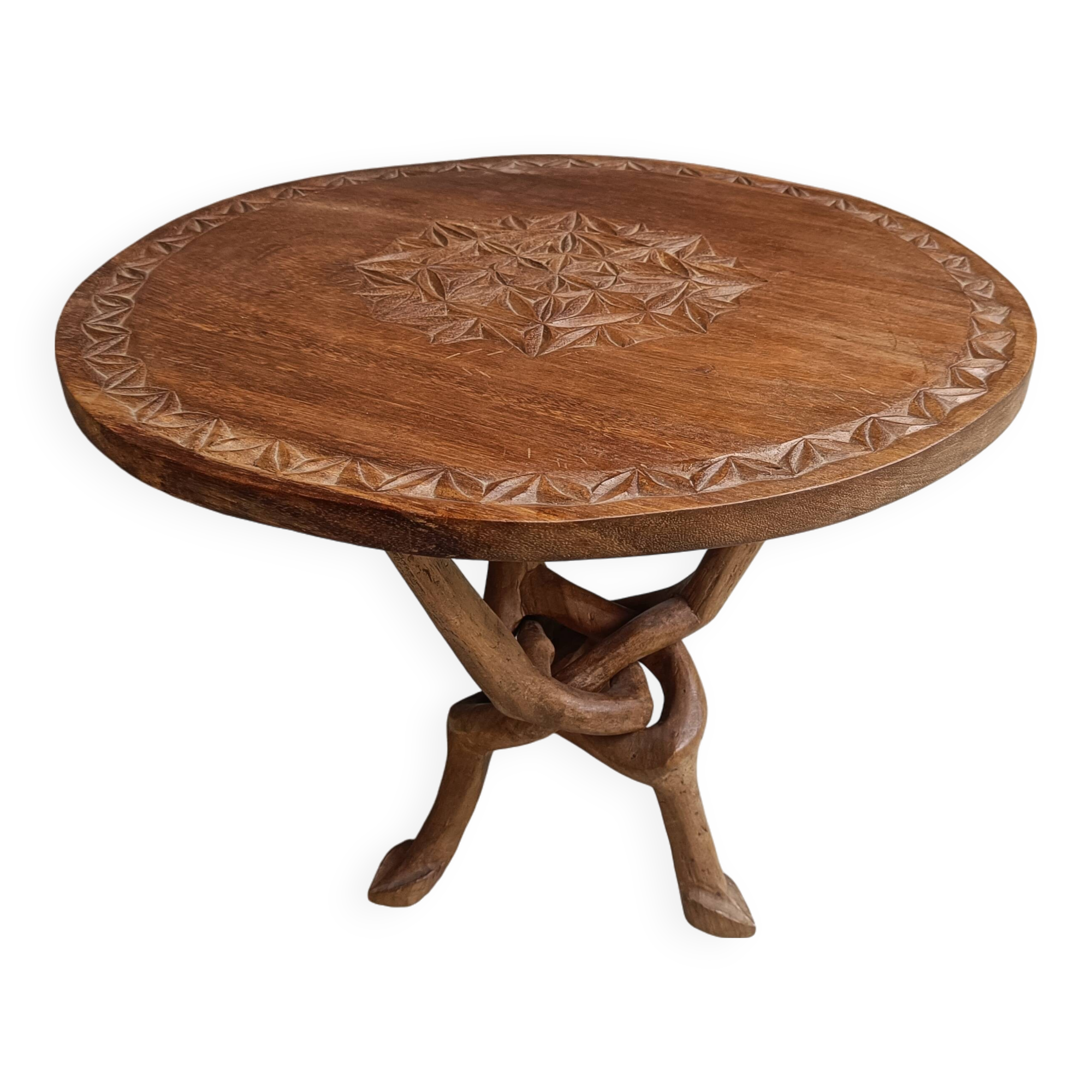 Vintage tribal art side table, 1960s