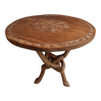 Vintage tribal art side table, 1960s