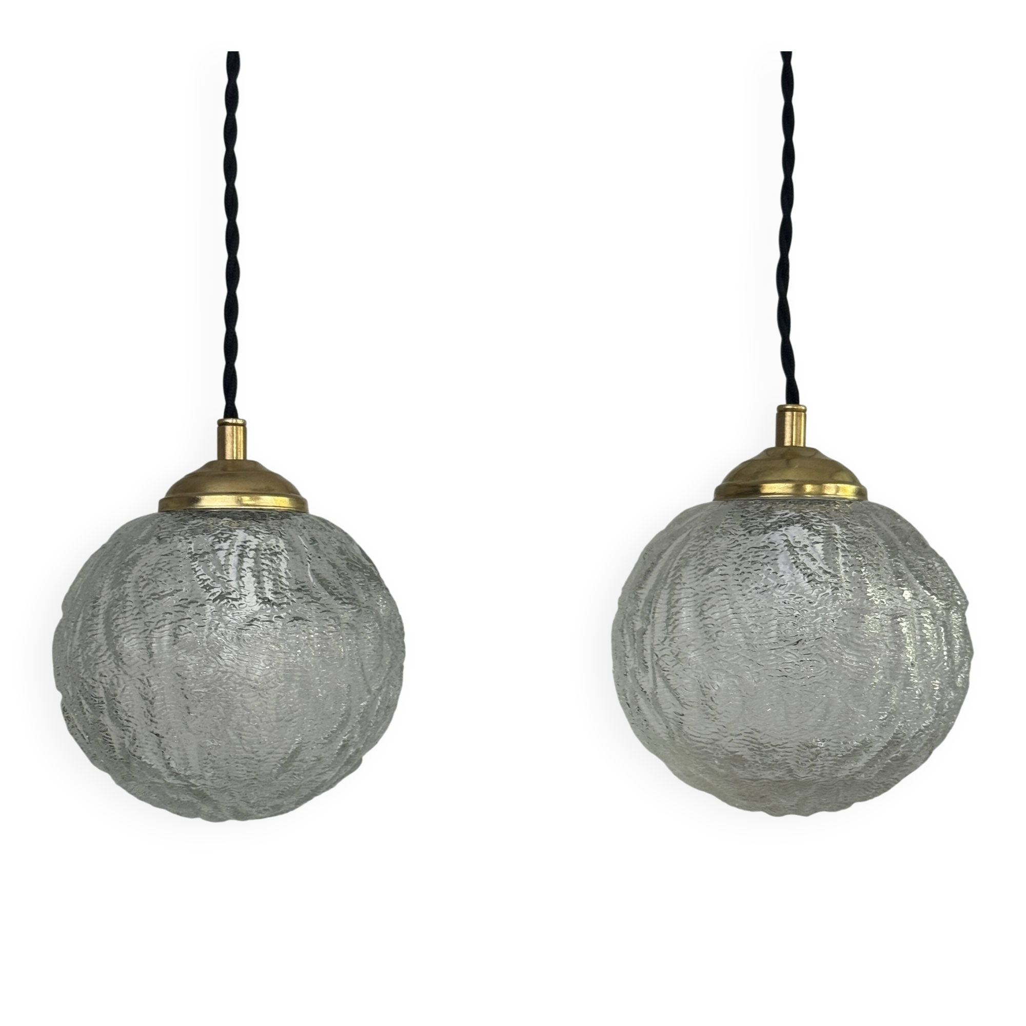 Pair of vintage round glass suspensions