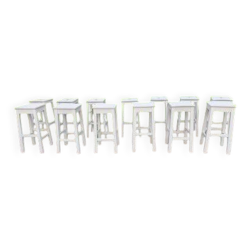 Set of 13 wooden bistro stools