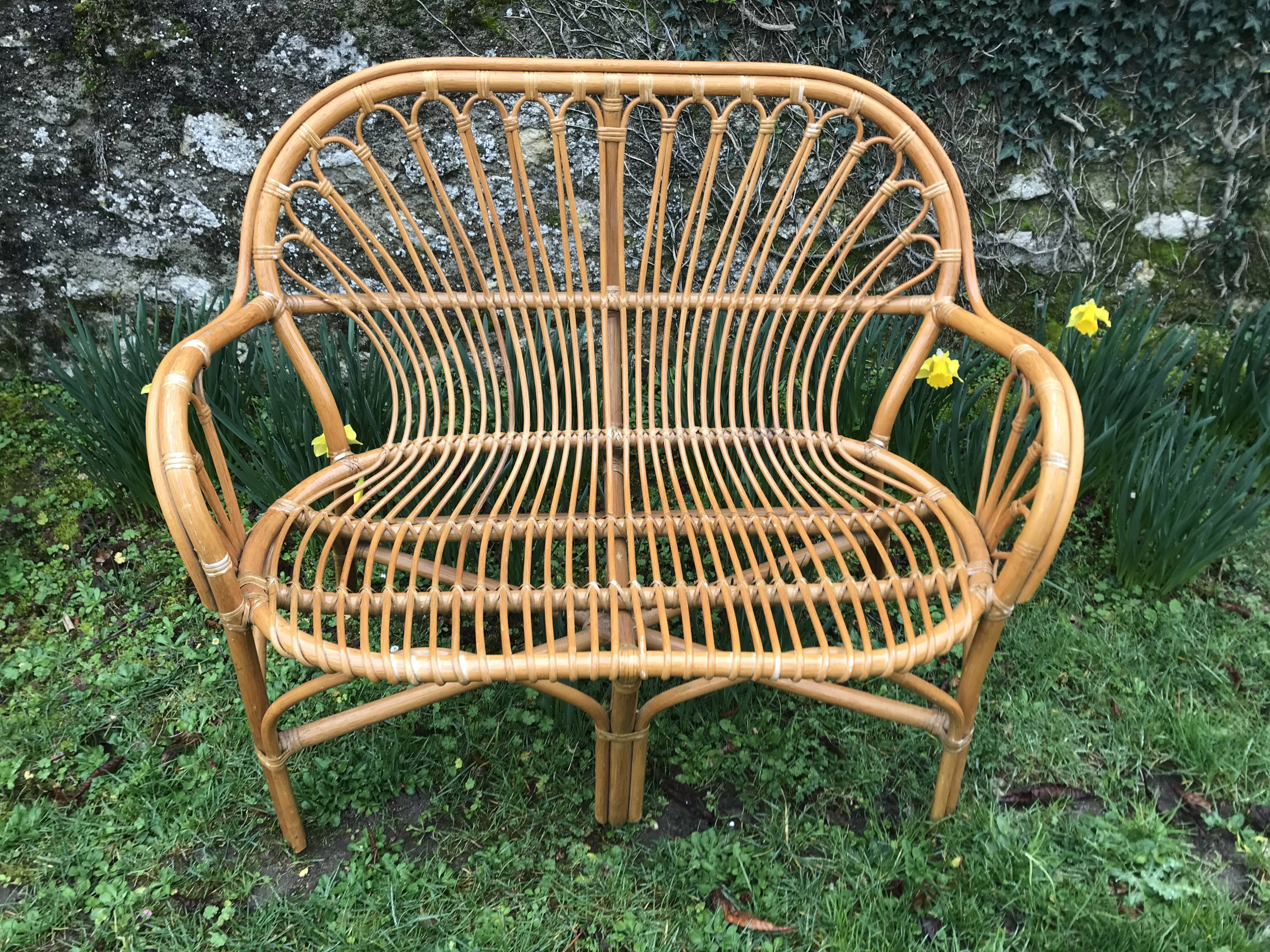 Vintage rattan seat length 103
