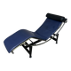 Cassina LC4 chaise longue by Le Corbusier, Pierre Jeanneret & Charlotte Perriand in blue leather.