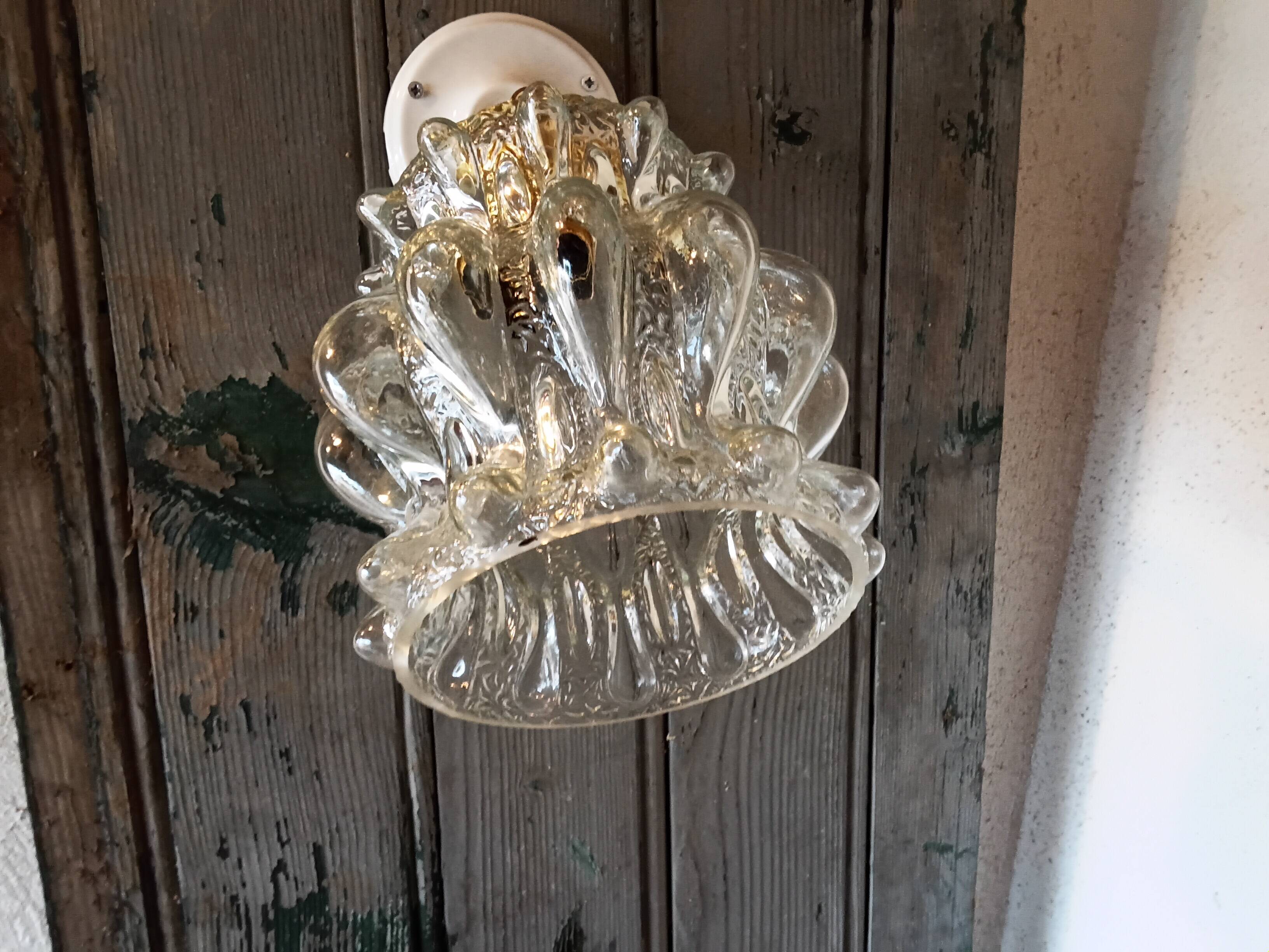 Vintage molded glass wall light
