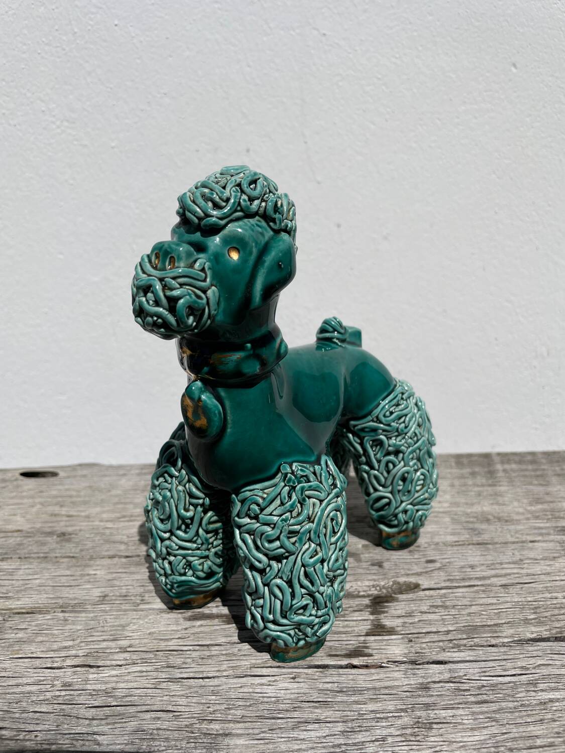 Spaghetti Green Ceramic Poodle Dog