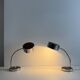 Pair of adjustable vintage table lamps, chrome metal and wood, France.