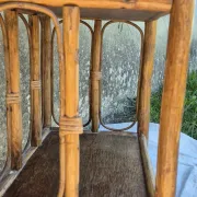 Set of 2 vintage bamboo rattan bedside shelves