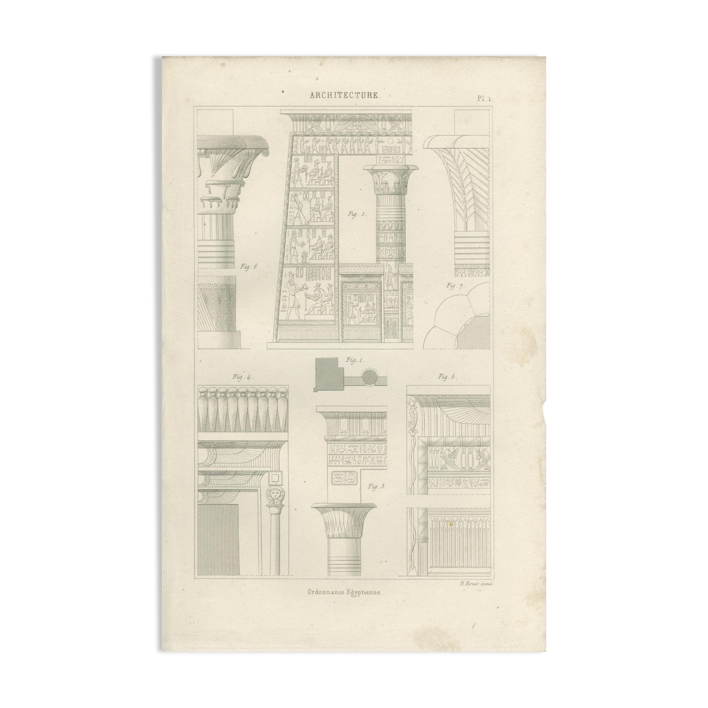 Old engraving architecture columns