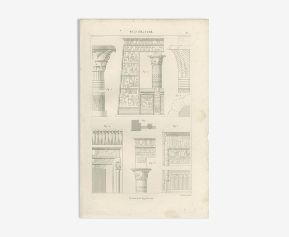 Gravure ancienne architecture colonnes
