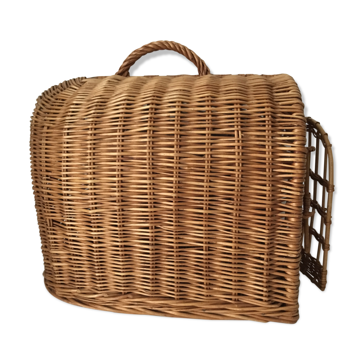Cage de transport pour chat en rotin