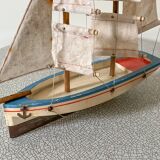Brick Schooner Giraud Sauveur, wooden dock sailboat, metal keel
