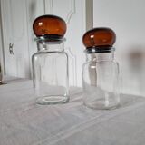 Pair of vintage Belgian glass pharmacy jars from the 1970s, very decorative