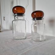 Pair of vintage Belgian glass pharmacy jars from the 1970s, very decorative