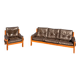 Ensemble Salon Pierre Chapo - Canapé S32 & Fauteuil S15 - Orme & Cuir Brun