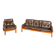 Ensemble Salon Pierre Chapo - Canapé S32 & Fauteuil S15 - Orme & Cuir Brun