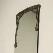 Lothar Klute sculptural bronze wall mirror with glass shelf 1990s