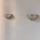 Pair of vintage brass and frosted glass wall lights, France, 1970.