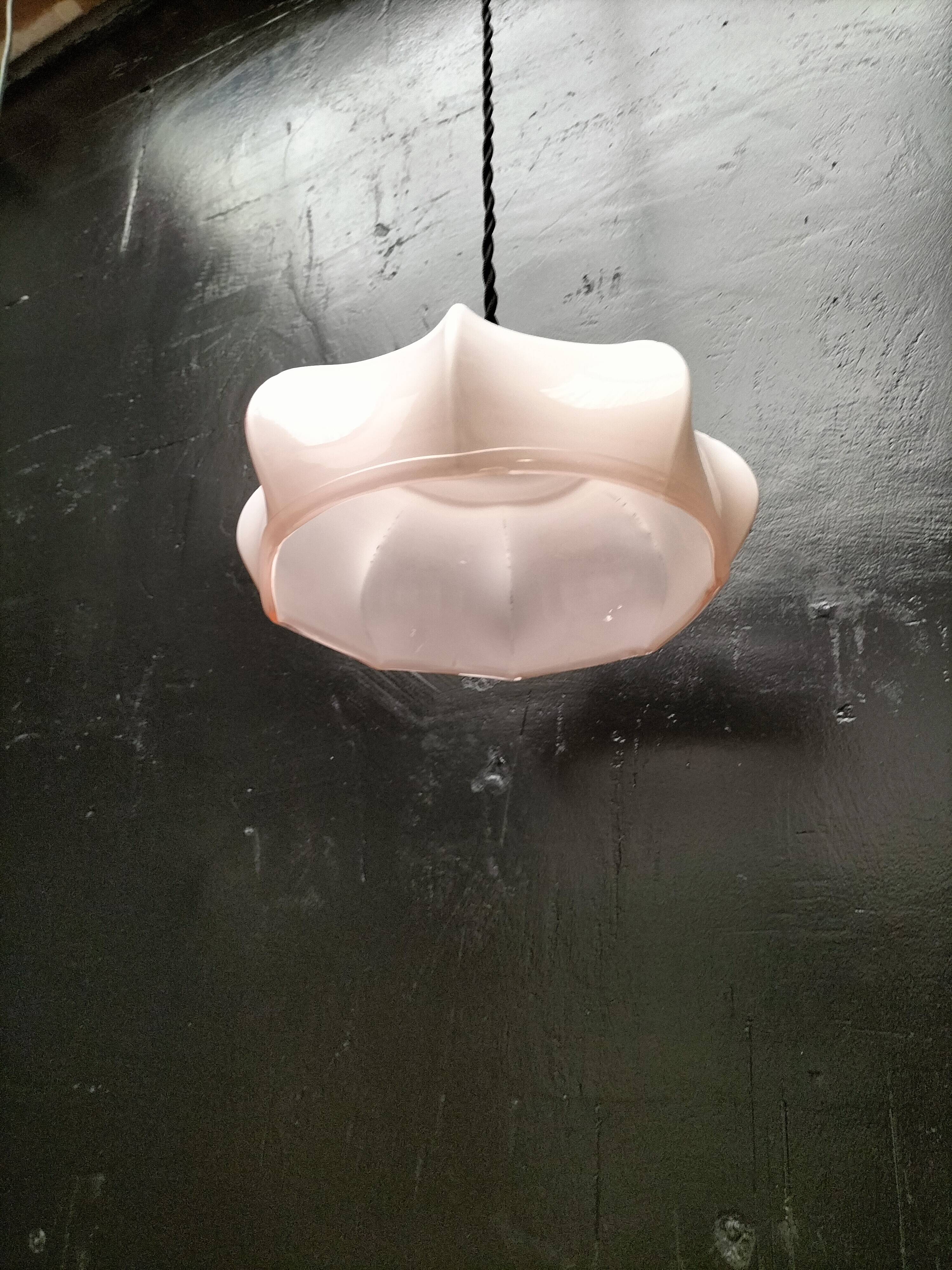 Pink opaline pendant light