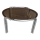Table basse tubulaire Mid-Century verre fumé gris et métal chromé, design 1960s