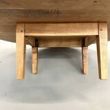 Circular coffee table in solid oak, circa 1960