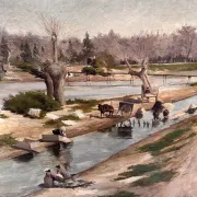 "Washers of the Manzanares", Madrid school, costumbrism, early 20th century – Spain