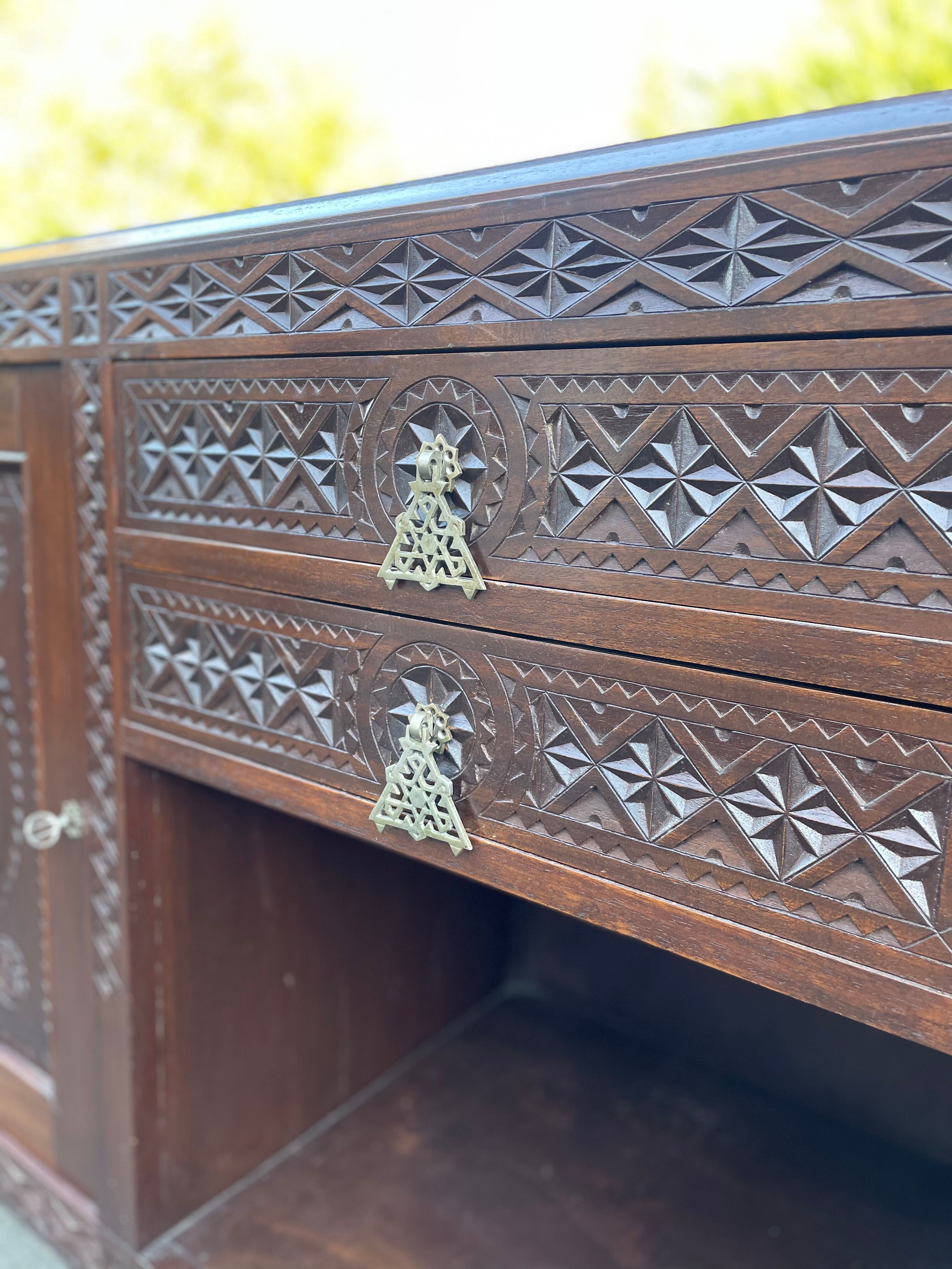 Enfilade buffet art deco brutalist furniture Morocco style dudouy