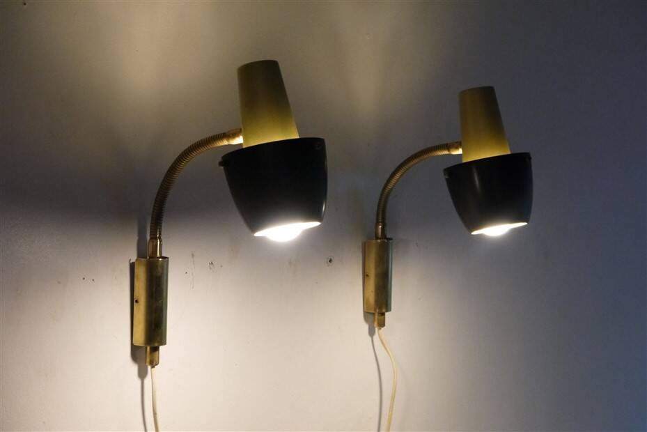 Pair of Scandinavian wall lights 1970