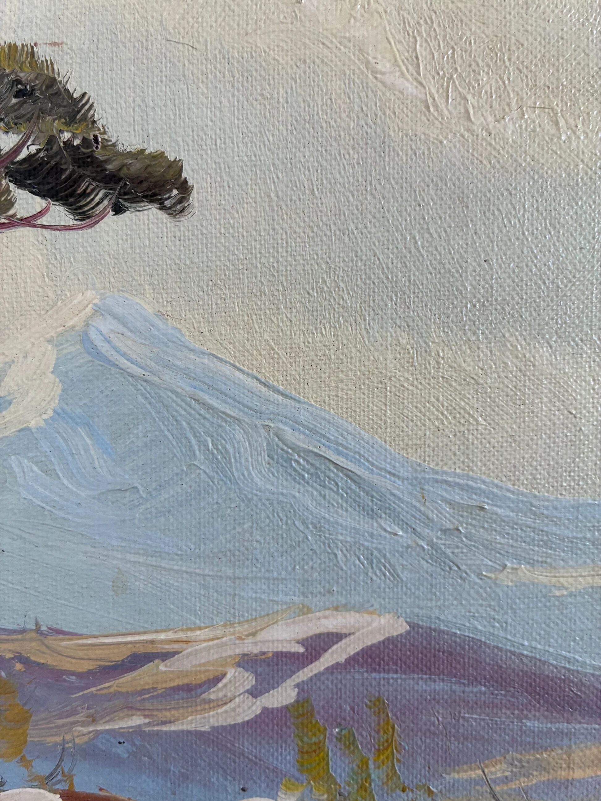 Peinture à l'huile sur toile de paysage vintage, encadrée