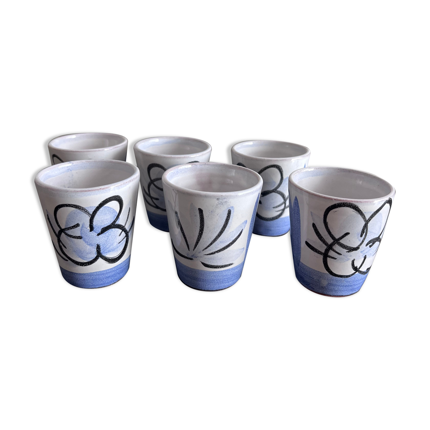 6 ceramic cups hand painter