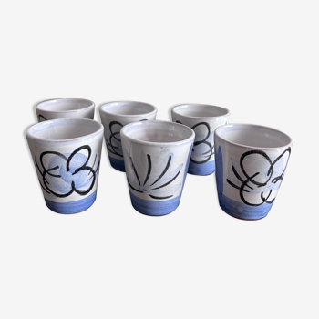 6 tasses en céramique peintre à la main