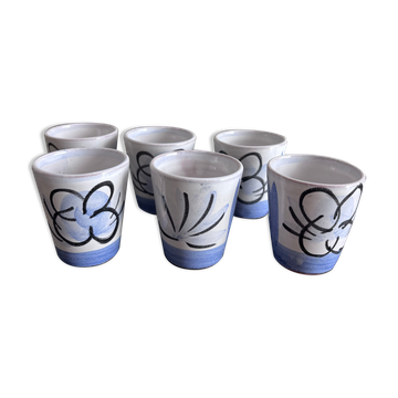 6 tasses en céramique peintre à la main