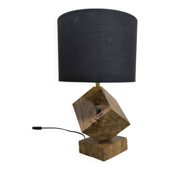 Lampe à poser vintage en chêne massif