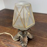 Art Deco bronze and glass table lamp