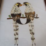 Bird-couple frame in butterfly wings